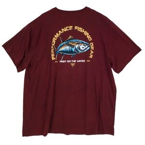 Columbia PFG Mens 4XT Red Graphic Fishing T Shirt Performance Gear Tee